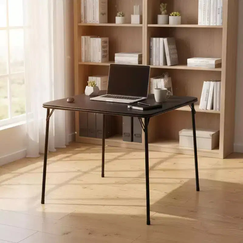 FurnitureR Ensemble table et 2 chaises pliantes 3 pièces, table de jeu carrée peu encombrante avec 2 tabourets, idéal pour les petits espaces, la maison, le patio, noir