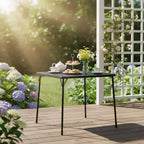 FurnitureR Ensemble table et 2 chaises pliantes 3 pièces, table de jeu carrée peu encombrante avec 2 tabourets, idéal pour les petits espaces, la maison, le patio, noir