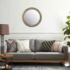 Miroir Mural Rond Moderne avec Cadre en Métal Texturé – Accent Décoratif pour la Maison, le Bureau, la Chambre ou le Salon – Bronze & Cuivre 29
