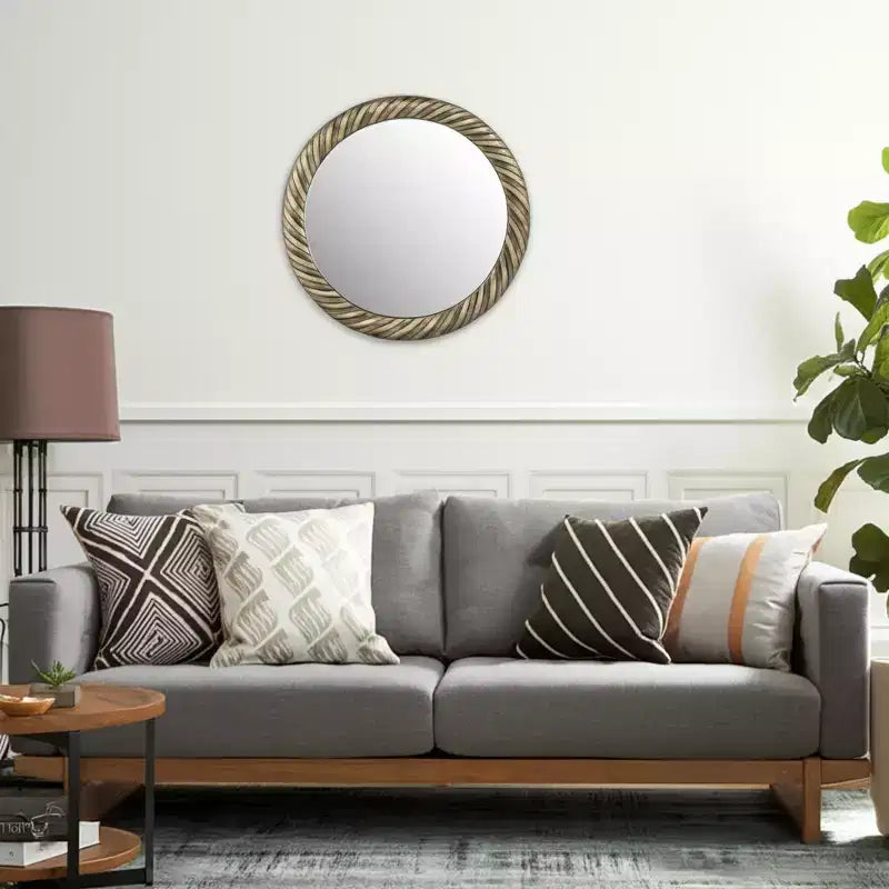 Miroir Mural Rond Moderne avec Cadre en Métal Texturé – Accent Décoratif pour la Maison, le Bureau, la Chambre ou le Salon – Bronze & Cuivre 29