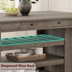 Îlot de cuisine de 60 pouces avec rangement, table îlot fixe de style ferme à 4 niveaux avec grand plan de travail pour la cuisine, la salle à manger, le salon