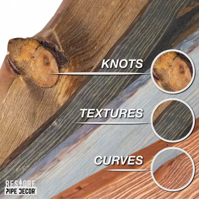 Étagère en bois à bords bruts Pipe Decor 24 Sunset Cedar avec supports de tuyauterie en L (Paquet de 2)