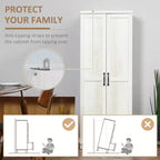 Garde-manger de cuisine 2 portes de 160 cm, meuble de rangement autoportant avec 5 étagères et 2 étagères réglables pour salle à manger
