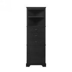 Armoire haute triangulaire noire avec 3 tiroirs et étagères réglables pour salle de bain, cuisine ou salon