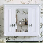 FAMYYT 34 in. W x 28 in. H Rectangular Surface Mount Medicine Cabinet with Mirror, Adjustable Shelves