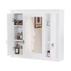 FAMYYT Armoire à pharmacie rectangulaire de 34 po L x 28 po H à montage en surface avec miroir et étagères réglables
