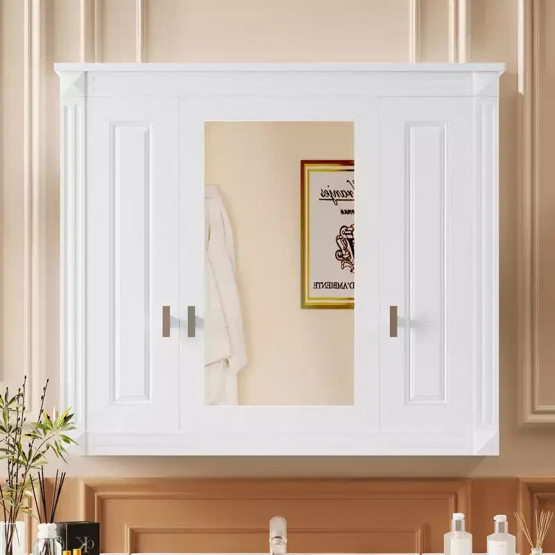 FAMYYT Armoire à pharmacie rectangulaire de 34 po L x 28 po H à montage en surface avec miroir et étagères réglables
