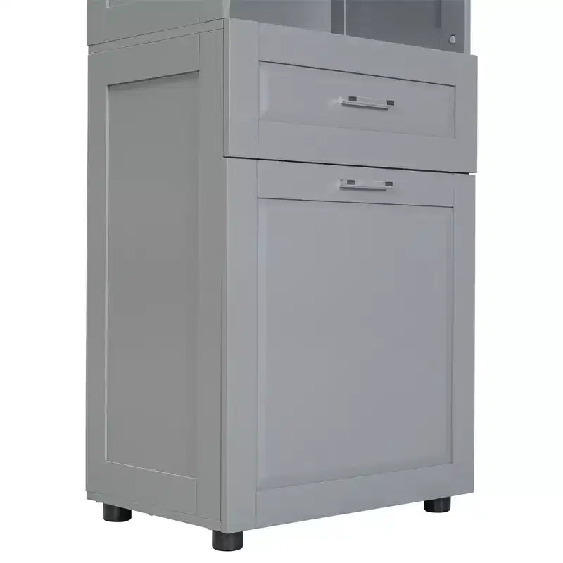 Meuble de salle de bain haut et étroit avec panier à linge, 2 portes et 1 tiroir, pour salle de bain, buanderie ou salon