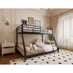 Lit superposé double en métal Bellemave pour enfants et adultes, avec garde-corps de sécurité et échelle, noir