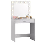 Coiffeuse avec miroir et lumières, table de maquillage avec grand tiroir, miroir LED 3 modes d'éclairage réglables, table de maquillage