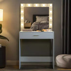 Coiffeuse avec miroir et lumières, table de maquillage avec grand tiroir, miroir LED 3 modes d'éclairage réglables, table de maquillage