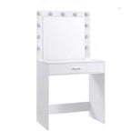 Coiffeuse avec miroir et lumières, table de maquillage avec grand tiroir, miroir LED 3 modes d'éclairage réglables, table de maquillage