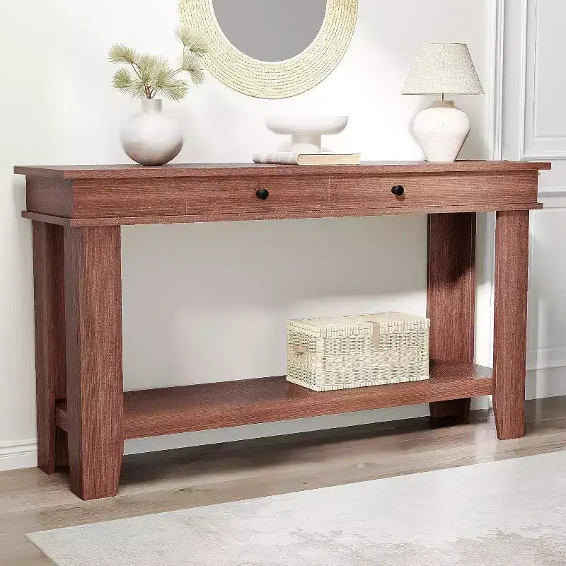 Console de 54 po pour entrée - Table d'entrée de style ferme avec rangement et tiroirs, petites tables d'appoint pour couloir derrière un canapé, table de canapé