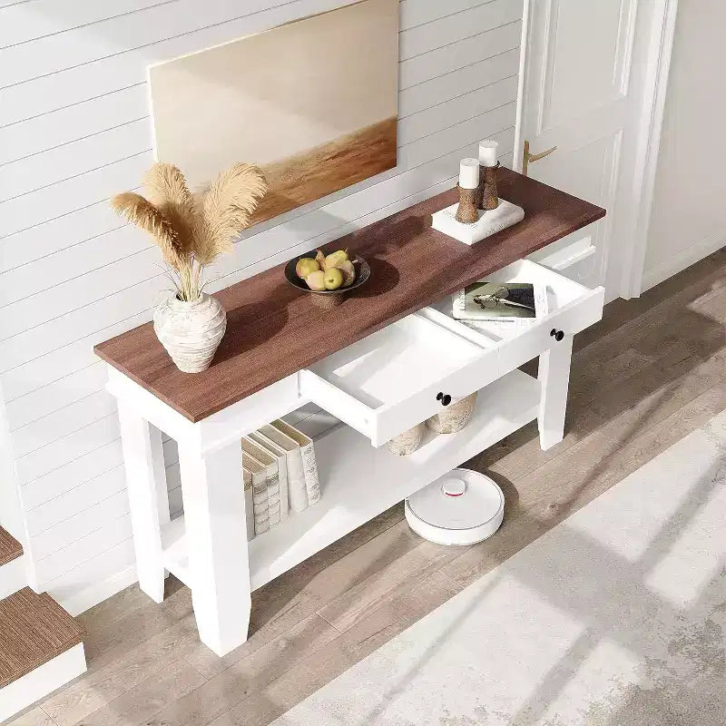 Console de 54 po pour entrée - Table d'entrée de style ferme avec rangement et tiroirs, petites tables d'appoint pour couloir derrière un canapé, table de canapé