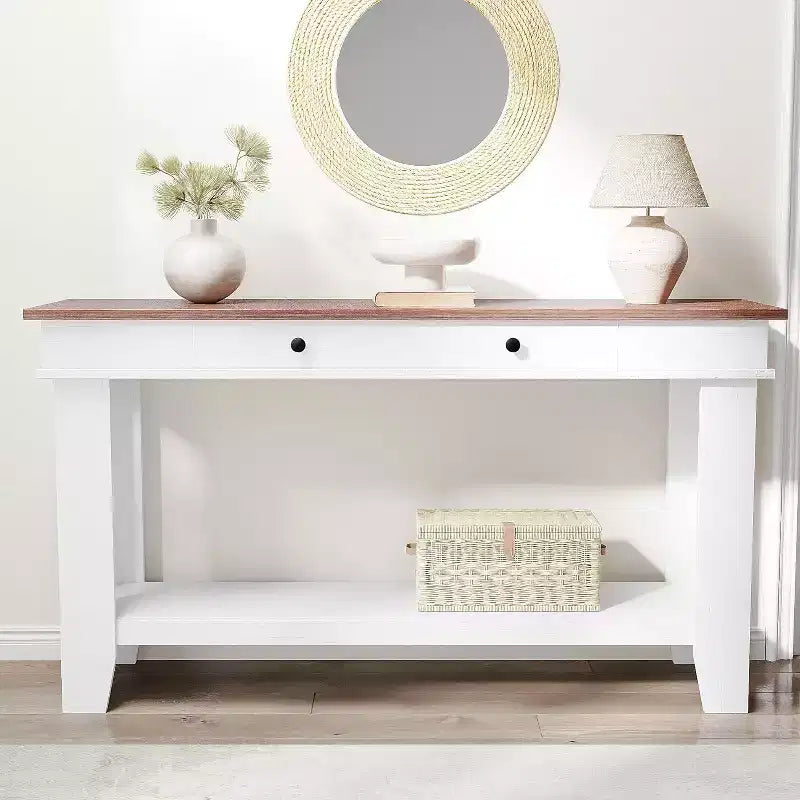 Console de 54 po pour entrée - Table d'entrée de style ferme avec rangement et tiroirs, petites tables d'appoint pour couloir derrière un canapé, table de canapé