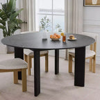 PexFix 59 Table à manger ronde moderne pour 6-8 personnes avec plateau en bois dense et base stable, table à manger en bois pour cuisine, salle à manger, noir