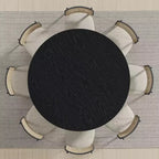 PexFix 59 Table à manger ronde moderne pour 6-8 personnes avec plateau en bois dense et base stable, table à manger en bois pour cuisine, salle à manger, noir