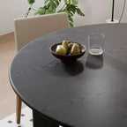 PexFix 59 Table à manger ronde moderne pour 6-8 personnes avec plateau en bois dense et base stable, table à manger en bois pour cuisine, salle à manger, noir