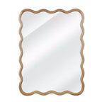 Miroir décoratif mural PexFix 30 x 40 en bois massif rectangulaire ondulé style ferme moderne pour chambre à coucher, salle de bain, salon, entrée, bois naturel