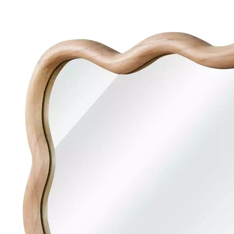Miroir décoratif mural PexFix 30 x 40 en bois massif rectangulaire ondulé style ferme moderne pour chambre à coucher, salle de bain, salon, entrée, bois naturel
