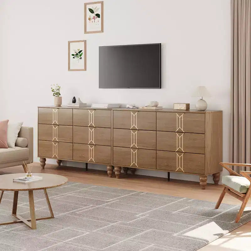 Commode moderne en bois à 6 tiroirs, motif vintage pour chambre à coucher, salon,