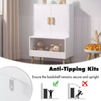 Meuble de rangement pour jouets Whisen Kids avec portes et étagère ouverte, organisateur moderne avec pieds en bois naturel - Blanc