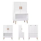 Meuble de rangement pour jouets Whisen Kids avec portes et étagère ouverte, organisateur moderne avec pieds en bois naturel - Blanc