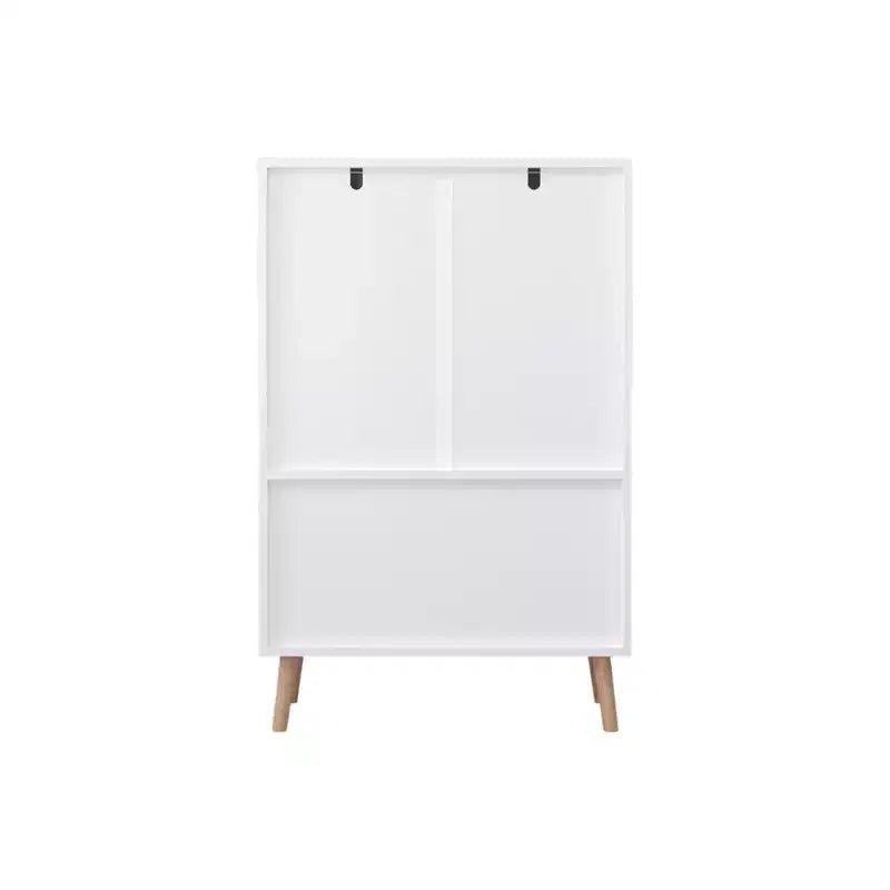 Meuble de rangement pour jouets Whisen Kids avec portes et étagère ouverte, organisateur moderne avec pieds en bois naturel - Blanc
