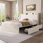 Platform Bed Frame, 4 Storage Drawers and Headboard, Wooden Slats Support, No Box Spring Needed, Easy Assembly, Noise-Free