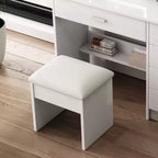 GDFStudio Raya Coiffeuse Moderne 109,9 cm avec Miroir Illuminé, 1 Chaise, 5 Tiroirs et Étagères Ouvertes