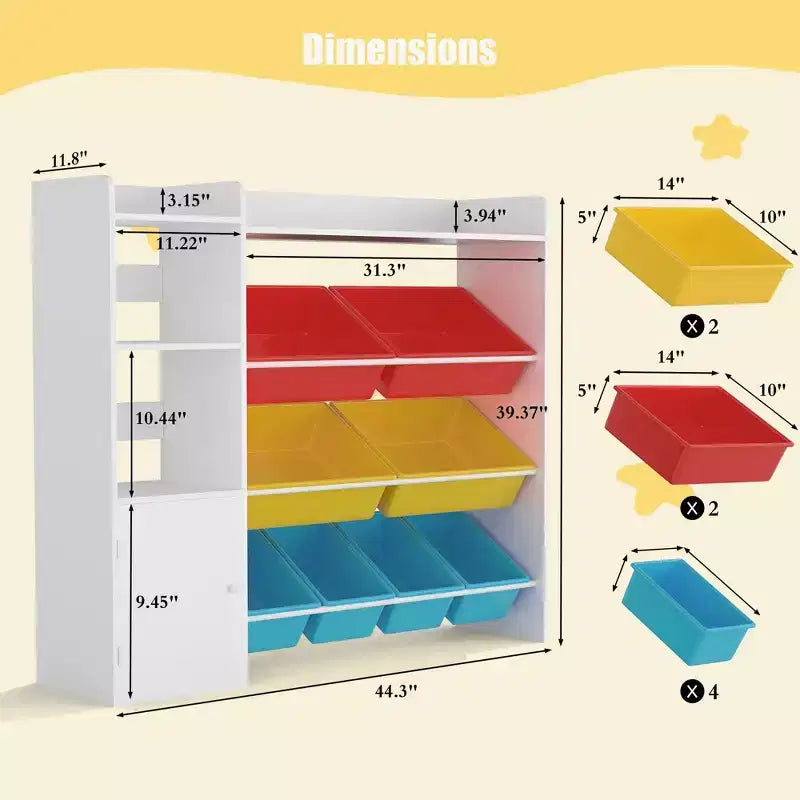 Meuble de rangement en bois pour enfants pour jeux, livres et loisirs créatifs, étagère de rangement pour enfants avec 8 bacs amovibles, bibliothèque pour enfants pour la maternelle et la salle de jeux