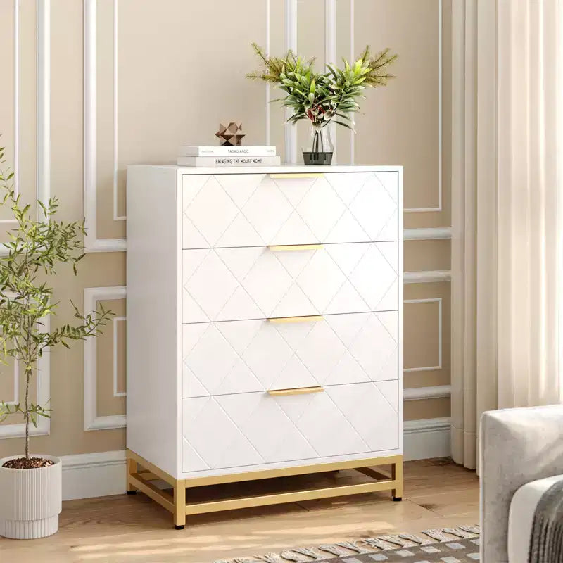 Commode en bois, meuble de rangement vertical moderne avec dispositif anti-basculement, convient aux chambres à coucher, salons et couloirs.
