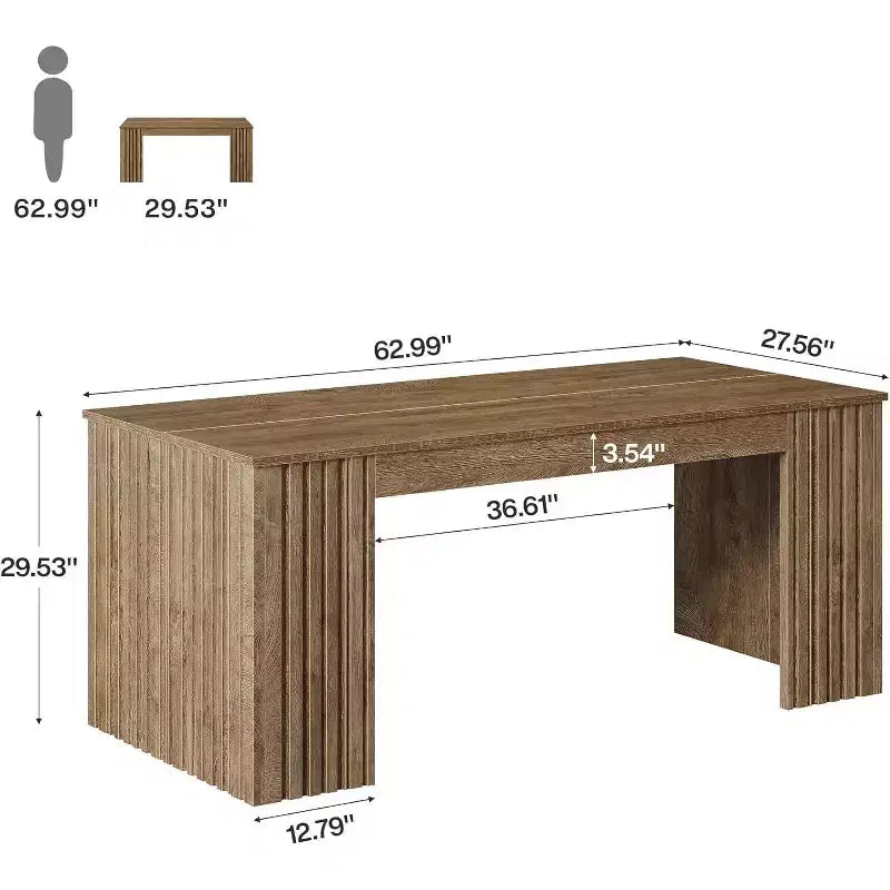 Bureau de direction moderne Lantine, grand bureau d'ordinateur de 160 cm, table d'étude/d'écriture, poste de travail, mobilier professionnel pour bureau à domicile, marron