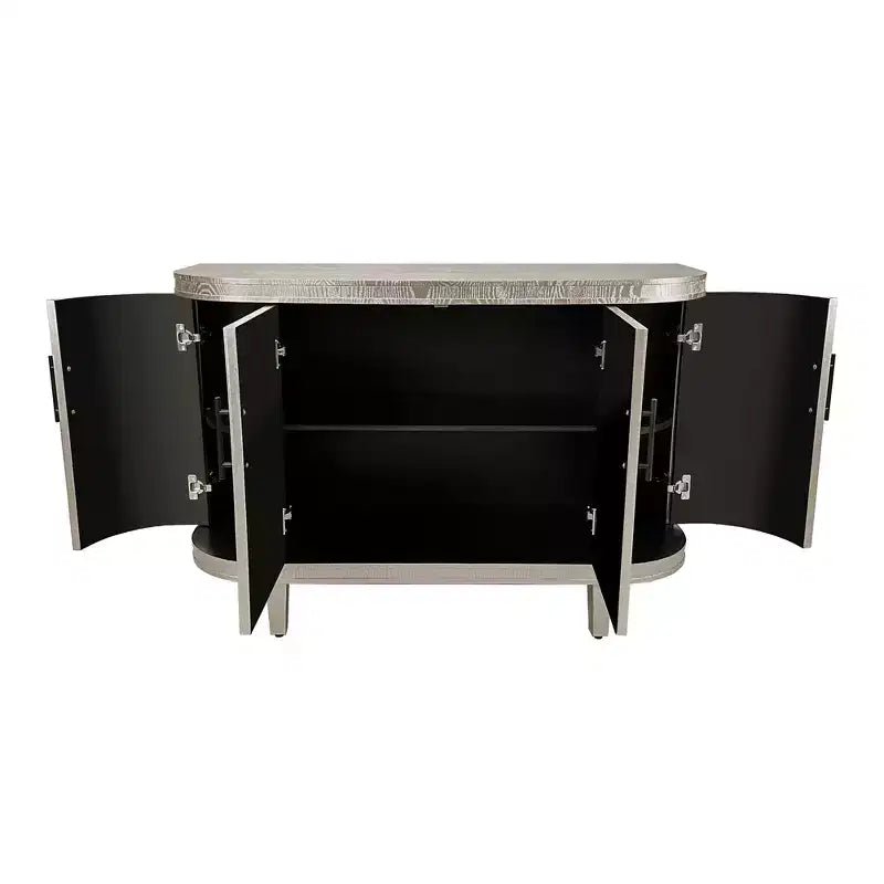 Meuble de rangement d'appoint moderne, buffet incurvé à 4 portes, étagères réglables, meuble de bar à café pour salon, couloir