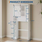 COZONY Meuble de rangement WC avec porte coulissante de style grange, étagère de rangement de salle de bain avec étagère réglable et porte-papier toilette pour salle de bain
