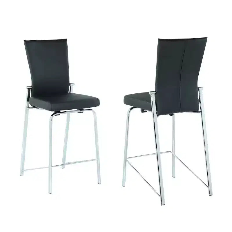Tabouret de comptoir contemporain Chintaly avec dossier mobile et cadre chromé