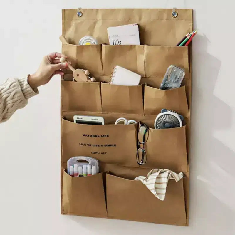 Organisateur mural multipoches Alilang en toile durable – Kaki