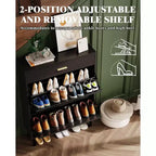 Meuble à chaussures à double abattant, Organisateur peu encombrant pour l'entrée, le couloir ou la buanderie, Armoire à chaussures dissimulée pour un rangement soigné et ordonné