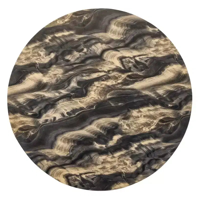 Table de salle à manger moderne Cavira de Roundhill Furniture en imitation marbre avec pied piédestal en bois