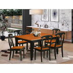 Table de salle à manger HomeStock 7 pièces avec plateau carré en bois massif finition noir et cerisier et 6 chaises