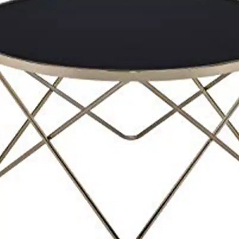 Table basse Royal Hampton, verre noir et doré