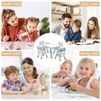 Ensemble table et 4 chaises pour enfants, ensemble table et chaise d'étude pour enfants avec plateau de bureau graffiti et pieds antidérapants, table d'activités réglable en hauteur pour tout-petits
