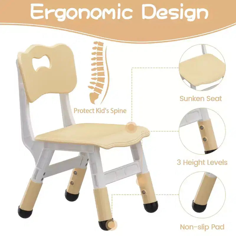 Ensemble table et 4 chaises pour enfants, ensemble table et chaise d'étude pour enfants avec plateau de bureau graffiti et pieds antidérapants, table d'activités réglable en hauteur pour tout-petits