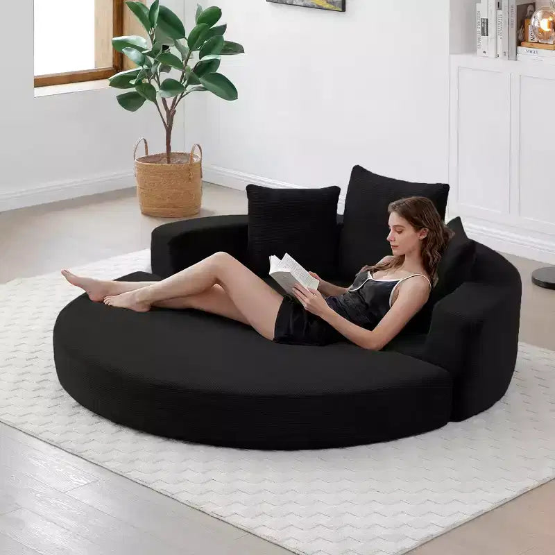 Canapé-lit convertible Okak Corduroy avec oreillers, futon rond pour salon, chambre à coucher