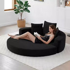Canapé-lit convertible Okak Corduroy avec oreillers, futon rond pour salon, chambre à coucher