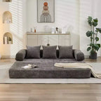 Canapé-lit de sol Okak Chenille avec matelas pliable convertible, canapé-futon 2 places pour salon, chambre à coucher