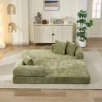Canapé-lit de sol Okak Chenille avec matelas pliable convertible, canapé-futon 2 places pour salon, chambre à coucher