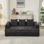 Canapé-lit de sol Okak Chenille avec matelas pliable convertible, canapé-futon 2 places pour salon, chambre à coucher