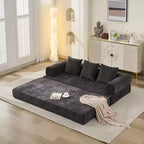 Canapé-lit de sol Okak Chenille avec matelas pliable convertible, canapé-futon 2 places pour salon, chambre à coucher