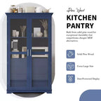 TOPMAX Garde-manger de cuisine 44,7x20x75 pouces, armoire de rangement de cuisine autoportante avec portes vitrées et 4 tiroirs intégrés pour salon